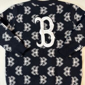 Boston Red Sox Allover Logo Knit Sweater – Black & White